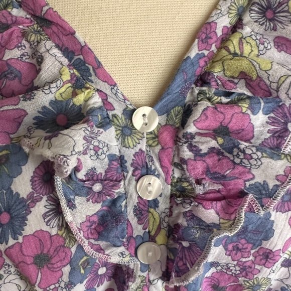 Spring Mod Cloth Ruffling For Flowers Midi Dress, Size 14 - Picture 7 of 15